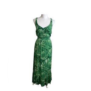 C&C California Tropical Palm Print Sleeveless Maxi Dress